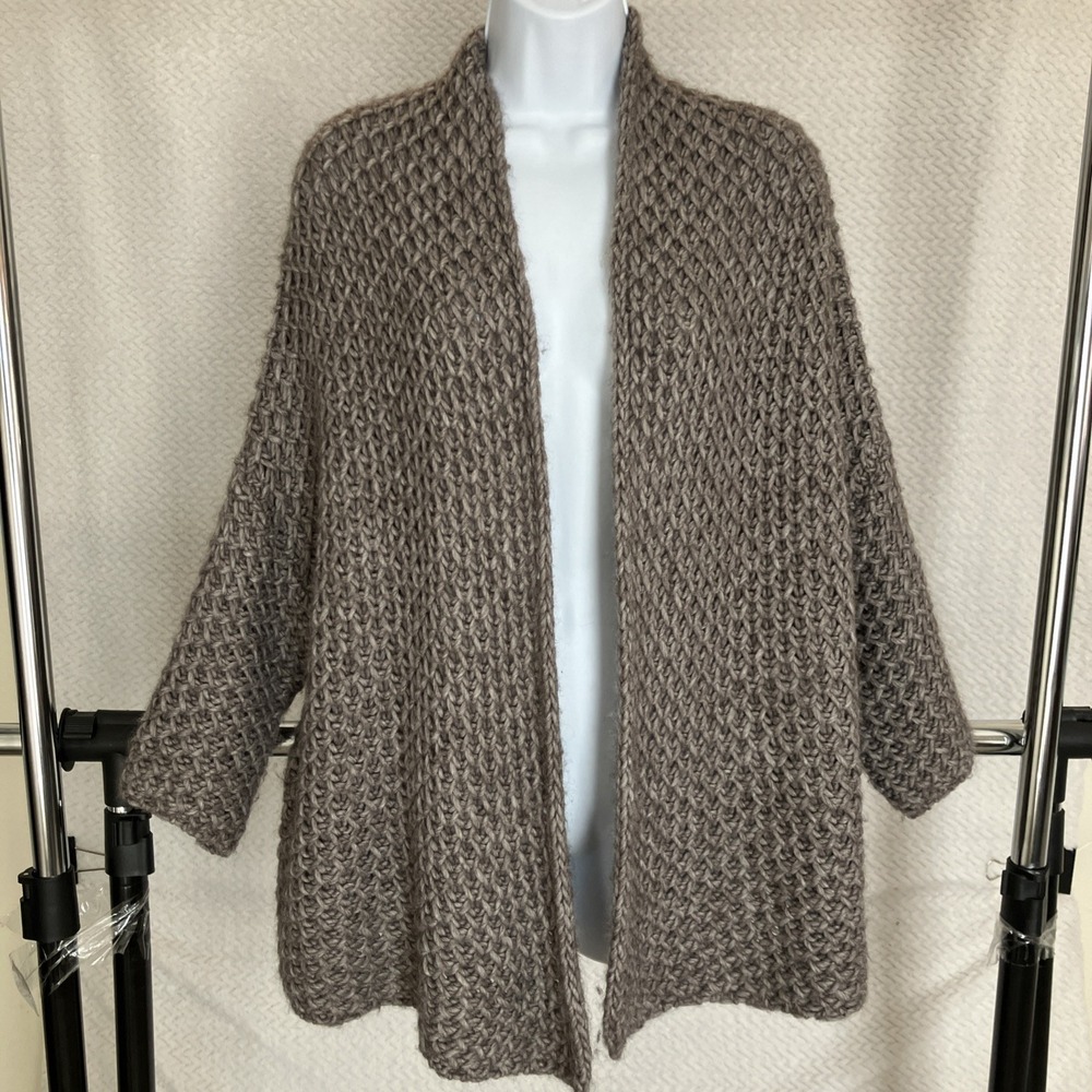 Elsamanda Chunky Knit Sweater Open Cardigan Wool Alpaca Large Boho‎